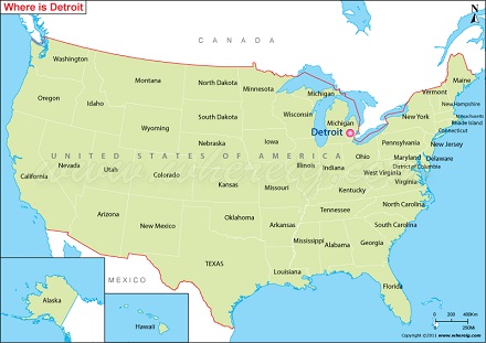 如果你从美国底特律往南走，其实可以走到加拿大